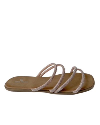 SANDALIAS PLANAS TIRAS CRISTALES