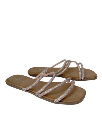 SANDALIAS PLANAS TIRAS CRISTALES