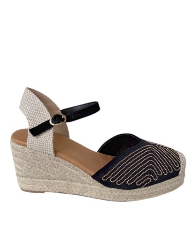 SANDALIA CUÑA ESPARTO TACHITAS