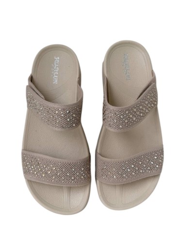 CHANCLA PLATAFORMA VELCRO CRISTALES