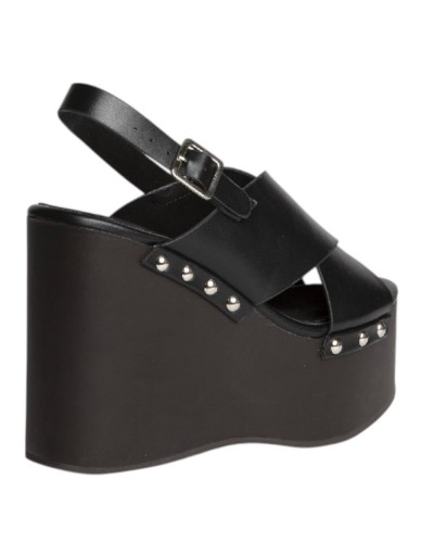 SANDALIA CRUZADA CUÑA MADERA CORINA