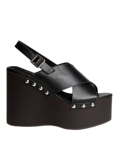 SANDALIA CRUZADA CUÑA MADERA CORINA